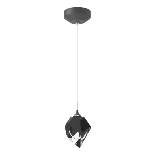 Chrysalis 1-Light Small Pendant - Natural Iron - Black Polished Crystal by Hubbardton Forge
