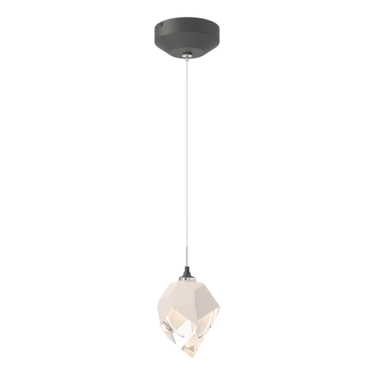 Chrysalis 1-Light Small Pendant - Natural Iron - White Polished Crystal by Hubbardton Forge