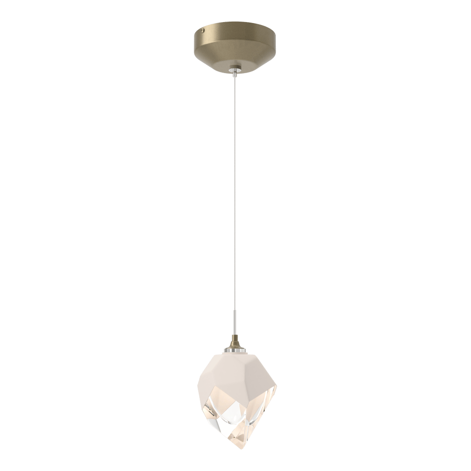 Chrysalis 1-Light Small Pendant - Soft Gold - White Polished Crystal by Hubbardton Forge