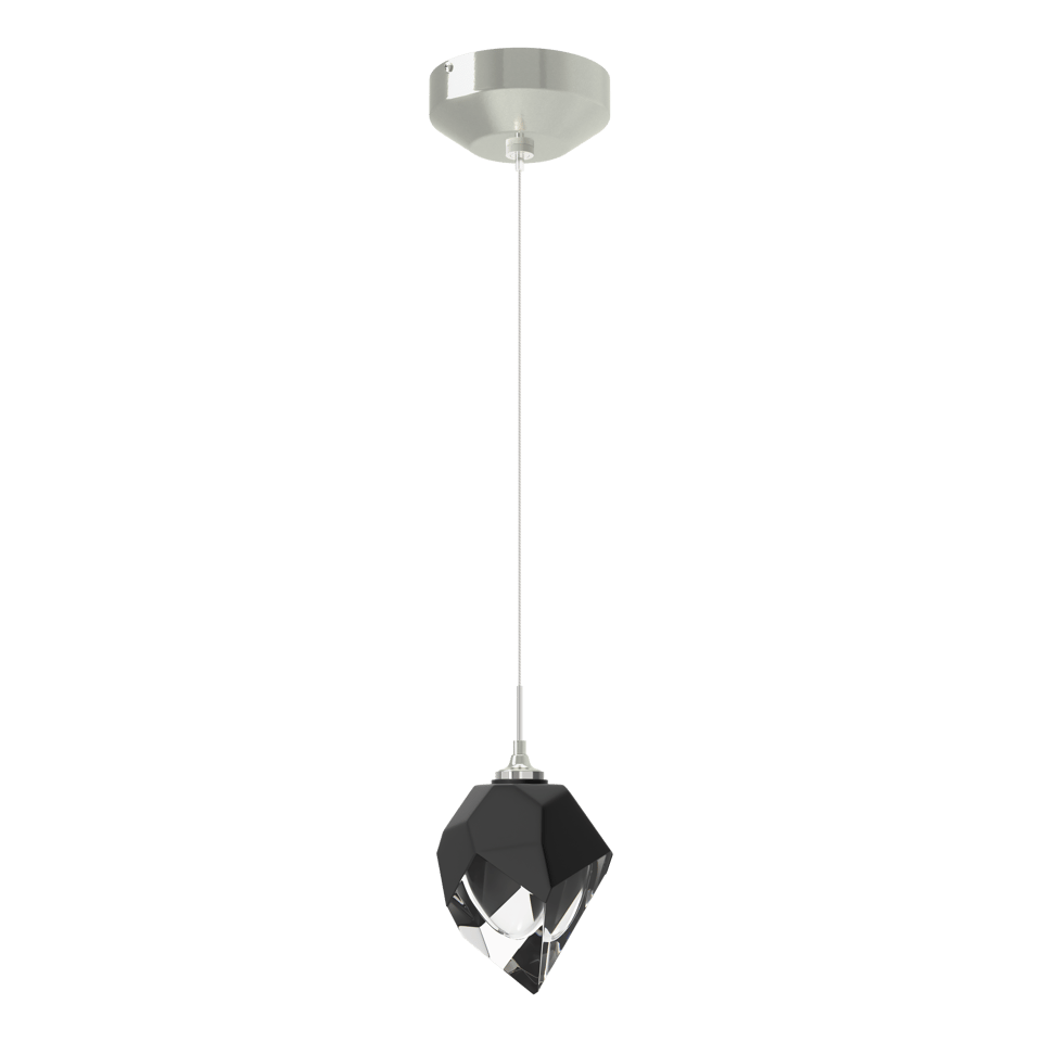 Chrysalis 1-Light Small Pendant - Sterling - Black Polished Crystal by Hubbardton Forge