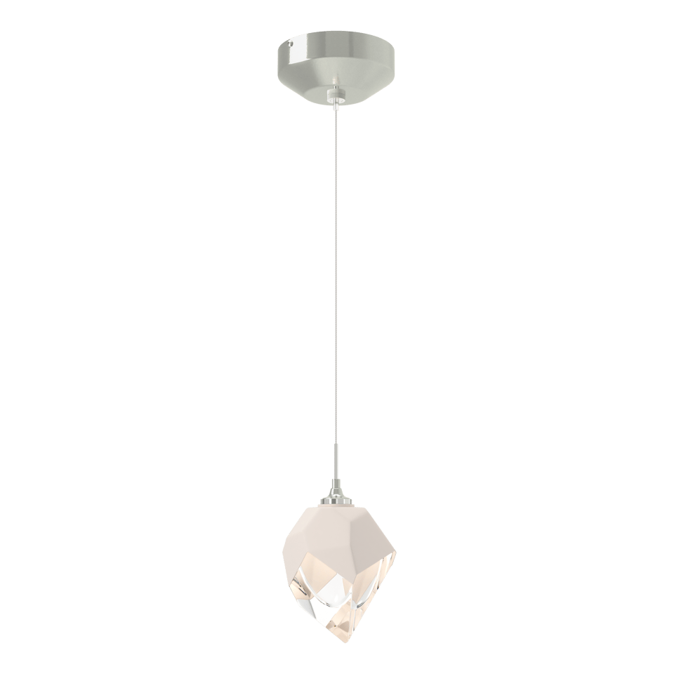 Chrysalis 1-Light Small Pendant - Sterling - White Polished Crystal by Hubbardton Forge