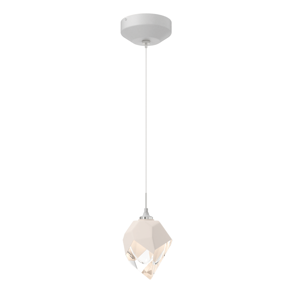 Chrysalis 1-Light Small Pendant - White - White Polished Crystal by Hubbardton Forge