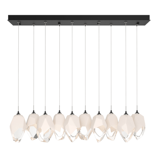 Chrysalis 10-Light Large Crystal Pendant - Black - White Polished Crystal by Hubbardton Forge