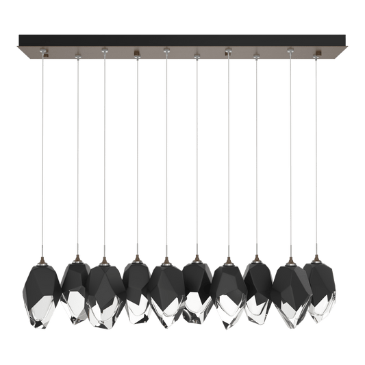 Chrysalis 10-Light Large Crystal Pendant - Bronze - Black Polished Crystal by Hubbardton Forge