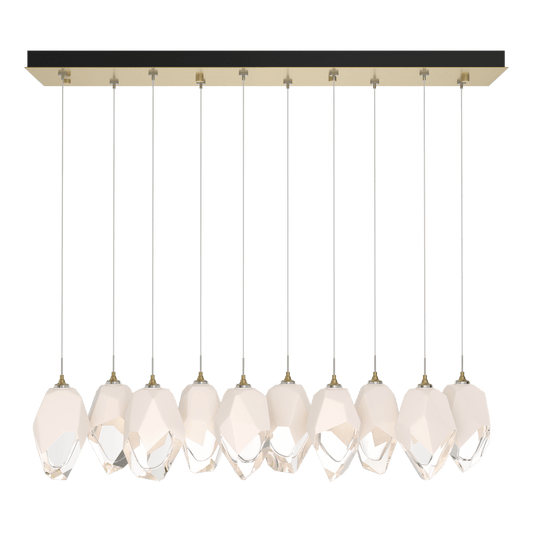 Chrysalis 10-Light Large Crystal Pendant - Modern Brass - White Polished Crystal by Hubbardton Forge
