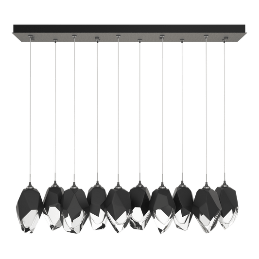 Chrysalis 10-Light Large Crystal Pendant - Natural Iron - Black Polished Crystal by Hubbardton Forge