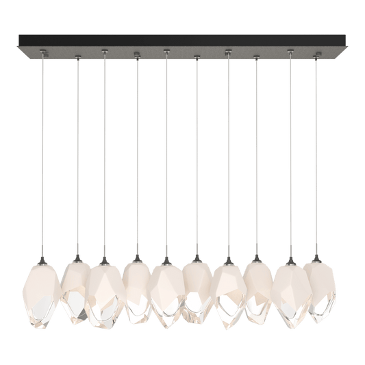Chrysalis 10-Light Large Crystal Pendant - Natural Iron - White Polished Crystal by Hubbardton Forge