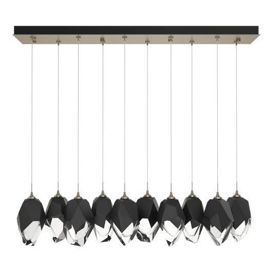 Chrysalis 10-Light Large Crystal Pendant - Soft Gold - Black Polished Crystal by Hubbardton Forge