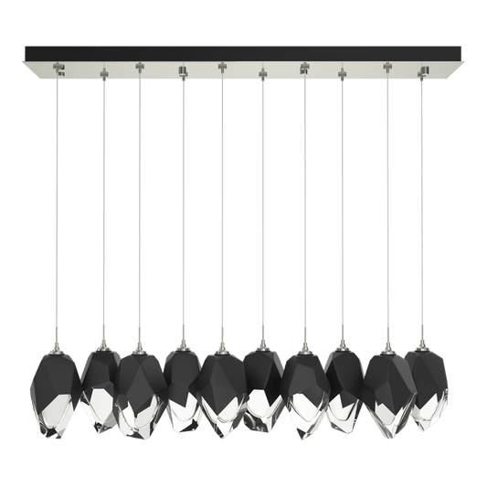 Chrysalis 10-Light Large Crystal Pendant - Sterling - Black Polished Crystal by Hubbardton Forge