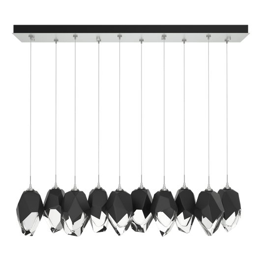 Chrysalis 10-Light Large Crystal Pendant - Vintage Platinum - Black Polished Crystal by Hubbardton Forge
