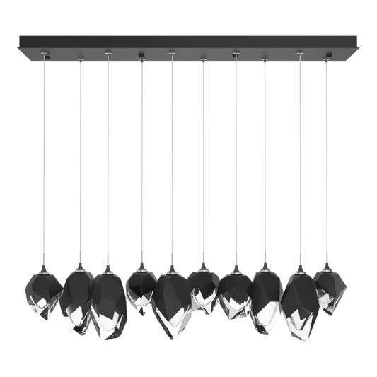 Chrysalis 10-Light Mixed Crystal Pendant - Black - Black Polished Crystal by Hubbardton Forge