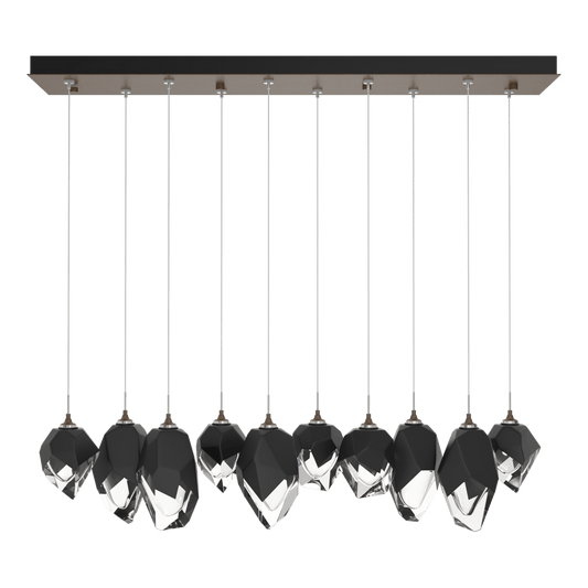 Chrysalis 10-Light Mixed Crystal Pendant - Bronze - Black Polished Crystal by Hubbardton Forge