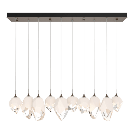 Chrysalis 10-Light Mixed Crystal Pendant - Bronze - White Polished Crystal by Hubbardton Forge