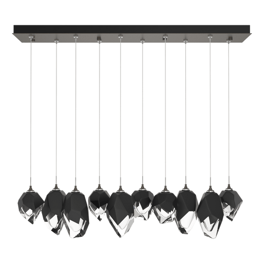 Chrysalis 10-Light Mixed Crystal Pendant - Dark Smoke - Black Polished Crystal by Hubbardton Forge