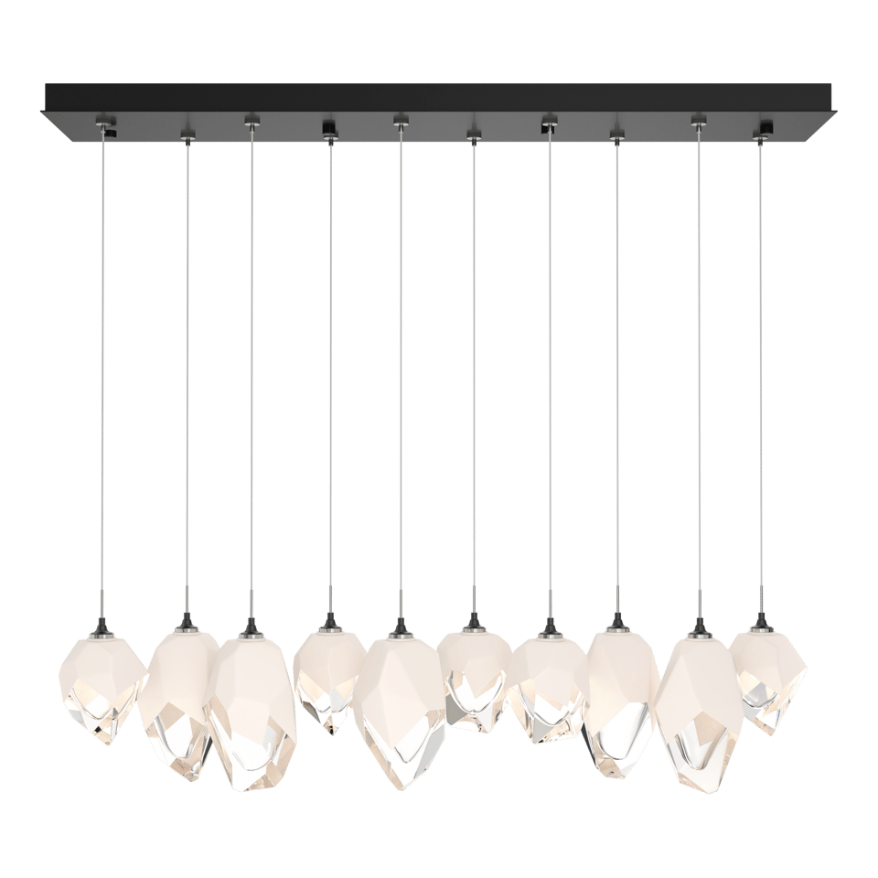 Chrysalis 10-Light Mixed Crystal Pendant - Ink - White Polished Crystal by Hubbardton Forge