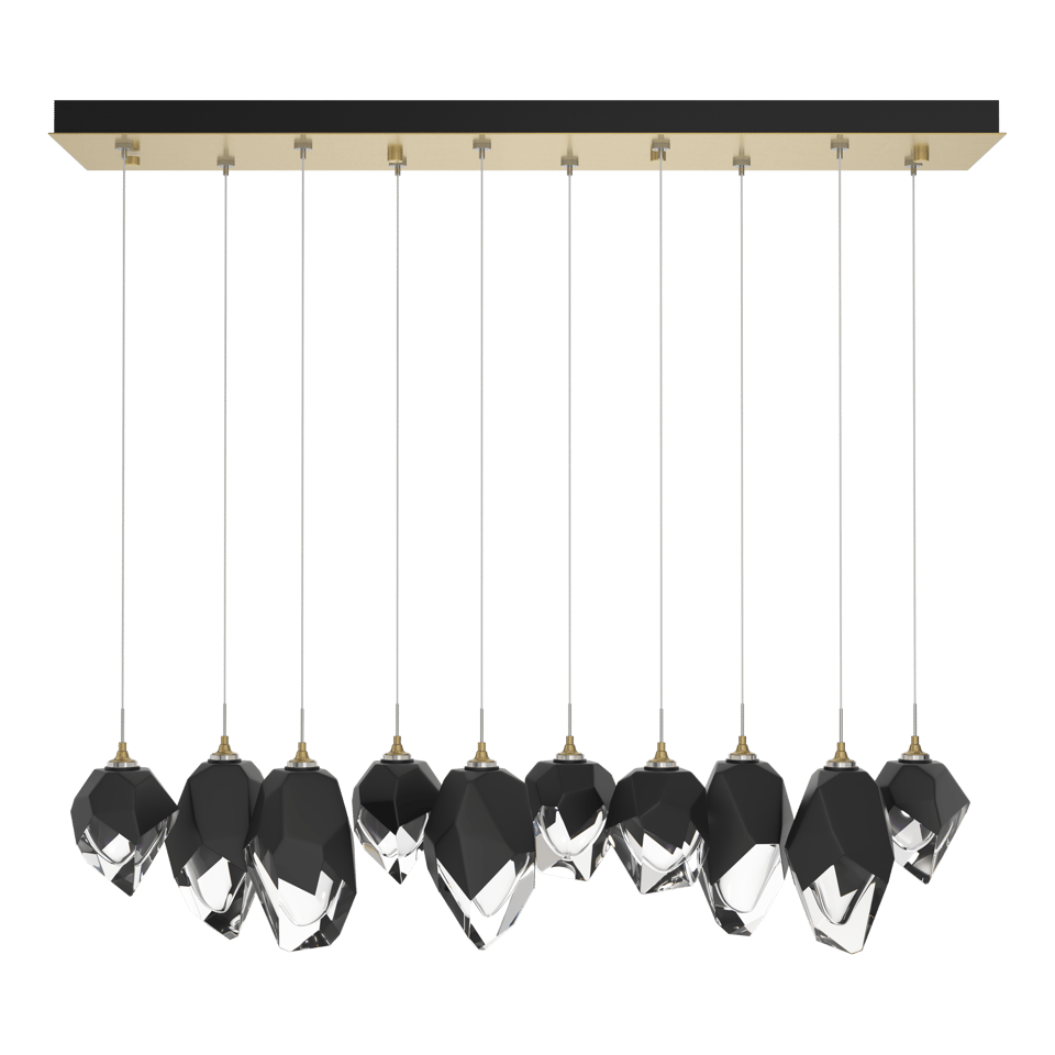 Chrysalis 10-Light Mixed Crystal Pendant - Modern Brass - Black Polished Crystal by Hubbardton Forge