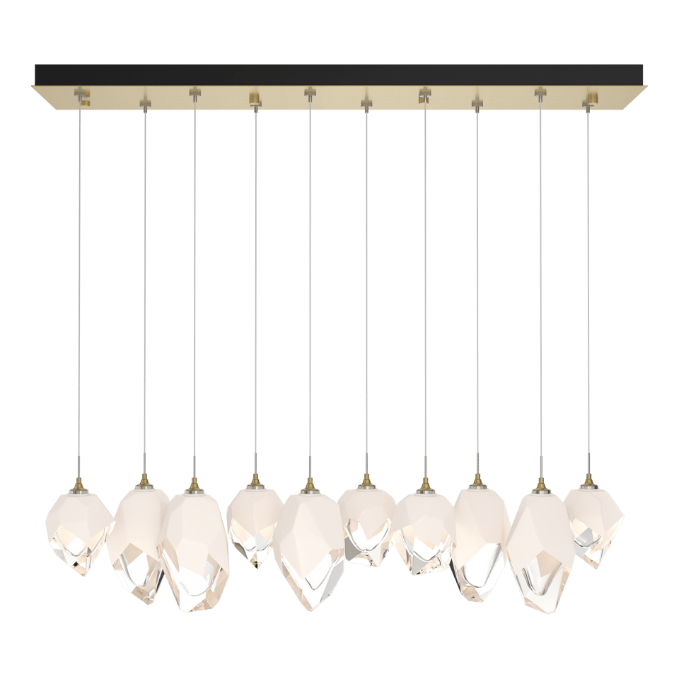 Chrysalis 10-Light Mixed Crystal Pendant - Modern Brass - White Polished Crystal by Hubbardton Forge