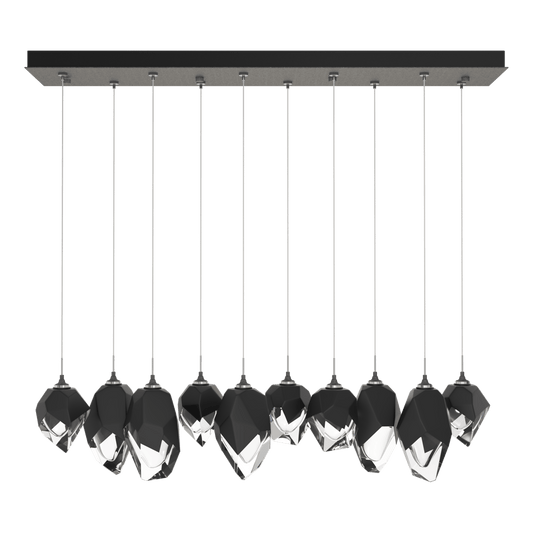 Chrysalis 10-Light Mixed Crystal Pendant - Natural Iron - Black Polished Crystal by Hubbardton Forge