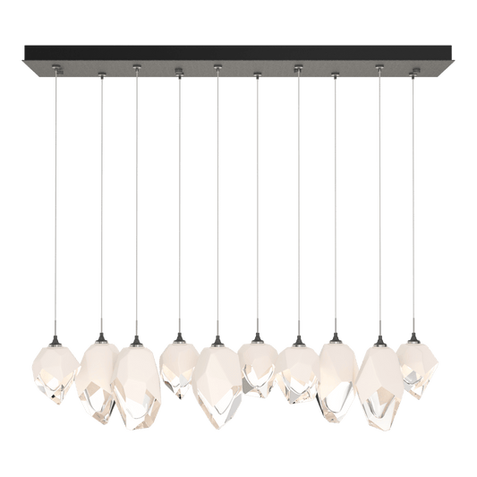 Chrysalis 10-Light Mixed Crystal Pendant - Natural Iron - White Polished Crystal by Hubbardton Forge