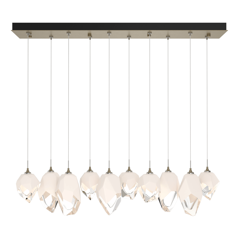 Chrysalis 10-Light Mixed Crystal Pendant - Soft Gold - White Polished Crystal by Hubbardton Forge