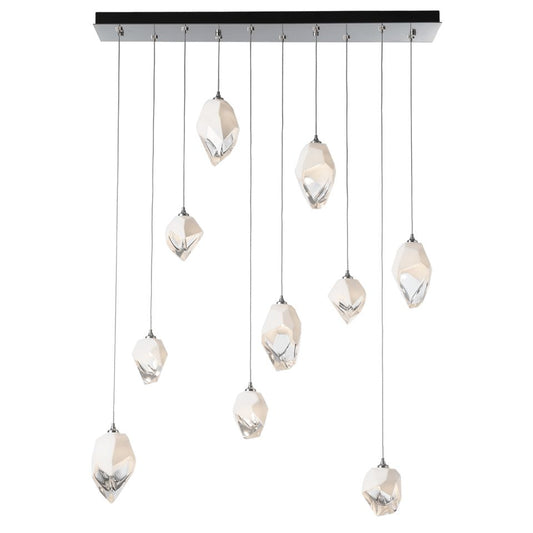 Chrysalis 10-Light Mixed Crystal Pendant - Sterling - White Polished Crystal by Hubbardton Forge