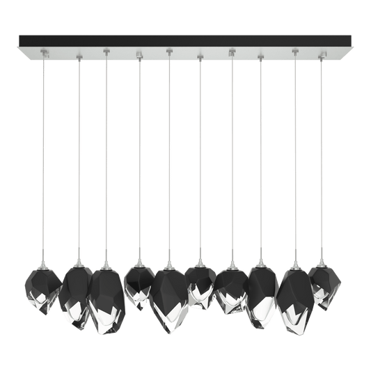 Chrysalis 10-Light Mixed Crystal Pendant - Vintage Platinum - Black Polished Crystal by Hubbardton Forge
