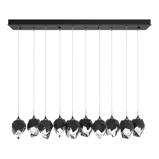 Chrysalis 10-Light Small Crystal Pendant - Black - Black Polished Crystal by Hubbardton Forge