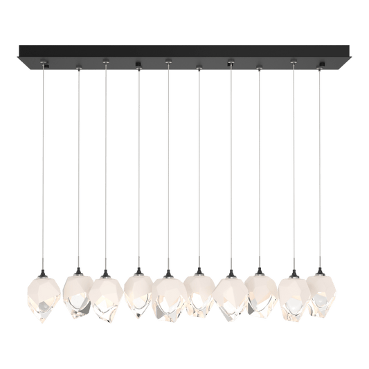 Chrysalis 10-Light Small Crystal Pendant - Black - White Polished Crystal by Hubbardton Forge