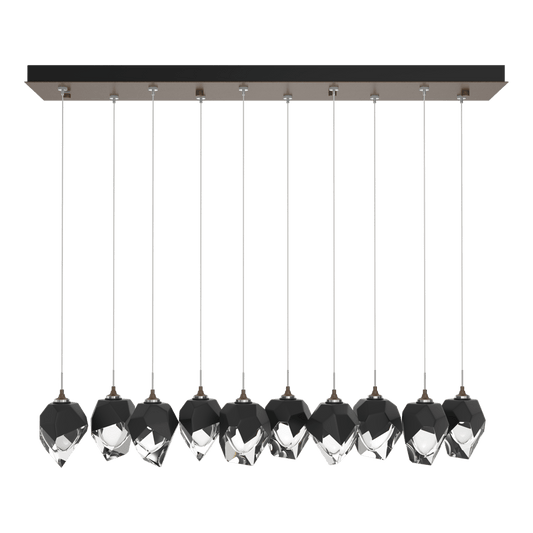 Chrysalis 10-Light Small Crystal Pendant - Bronze - Black Polished Crystal by Hubbardton Forge