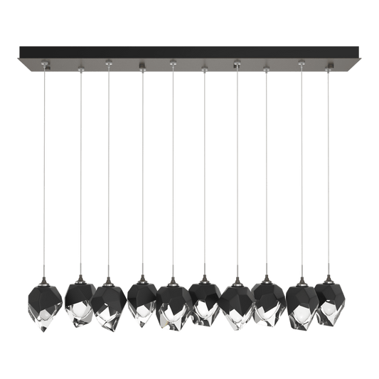 Chrysalis 10-Light Small Crystal Pendant - Dark Smoke - Black Polished Crystal by Hubbardton Forge