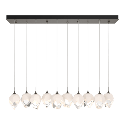 Chrysalis 10-Light Small Crystal Pendant - Dark Smoke - White Polished Crystal by Hubbardton Forge