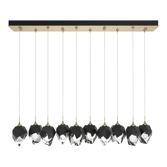 Chrysalis 10-Light Small Crystal Pendant - Modern Brass - Black Polished Crystal by Hubbardton Forge