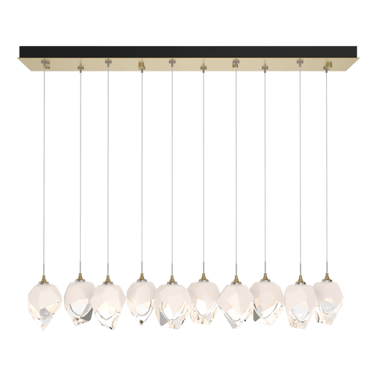 Chrysalis 10-Light Small Crystal Pendant - Modern Brass - White Polished Crystal by Hubbardton Forge