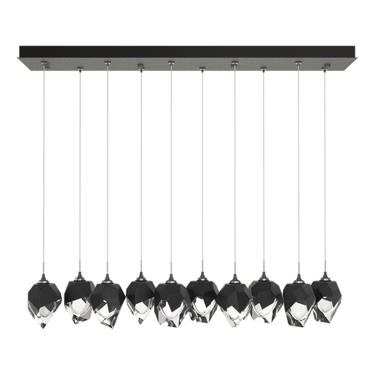 Chrysalis 10-Light Small Crystal Pendant - Natural Iron - Black Polished Crystal by Hubbardton Forge