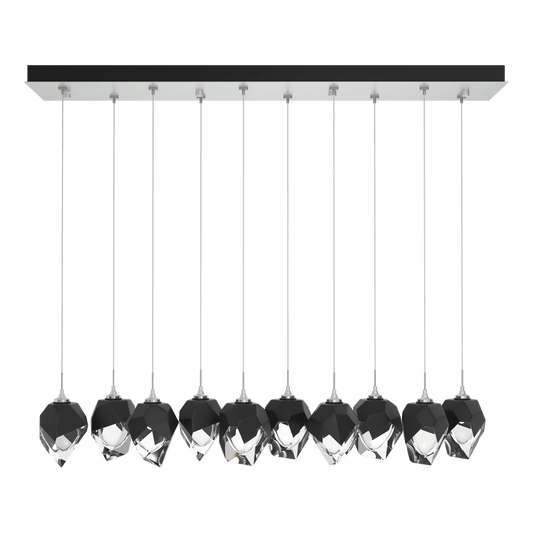 Chrysalis 10-Light Small Crystal Pendant - Vintage Platinum - Black Polished Crystal by Hubbardton Forge