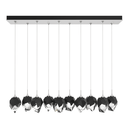 Chrysalis 10-Light Small Crystal Pendant - White - Black Polished Crystal by Hubbardton Forge