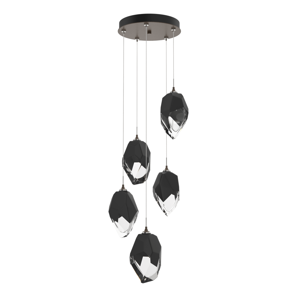 Chrysalis 5-Light Large Crystal Pendant - Bronze - Black Polished Crystal by Hubbardton Forge