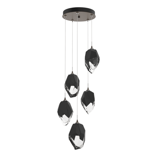 Chrysalis 5-Light Large Crystal Pendant - Bronze - Black Polished Crystal by Hubbardton Forge