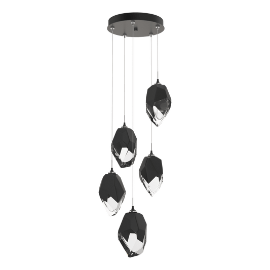 Chrysalis 5-Light Large Crystal Pendant - Dark Smoke - Black Polished Crystal by Hubbardton Forge