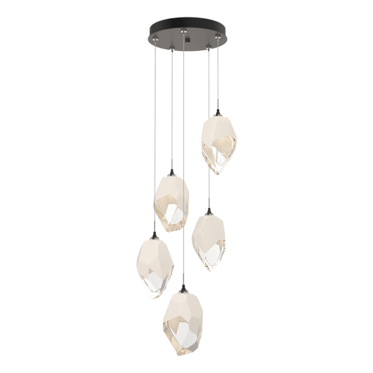 Chrysalis 5-Light Large Crystal Pendant - Dark Smoke - White Polished Crystal by Hubbardton Forge