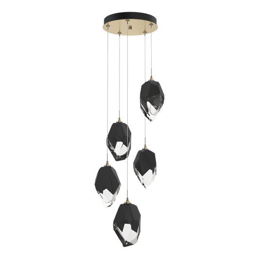 Chrysalis 5-Light Large Crystal Pendant - Modern Brass - Black Polished Crystal by Hubbardton Forge