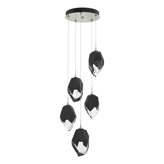 Chrysalis 5-Light Large Crystal Pendant - Sterling - Black Polished Crystal by Hubbardton Forge