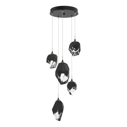 Chrysalis 5-Light Mixed Crystal Pendant - Black - Black Polished Crystal by Hubbardton Forge
