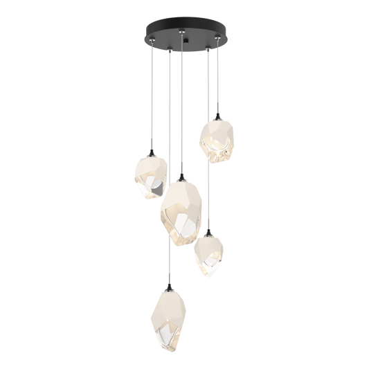 Chrysalis 5-Light Mixed Crystal Pendant - Black - White Polished Crystal by Hubbardton Forge