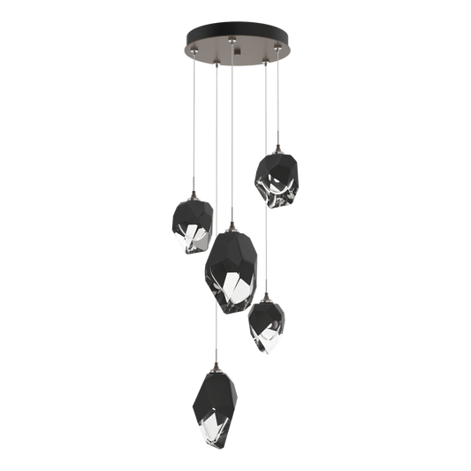 Chrysalis 5-Light Mixed Crystal Pendant - Bronze - Black Polished Crystal by Hubbardton Forge