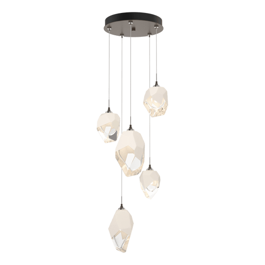 Chrysalis 5-Light Mixed Crystal Pendant - Bronze - White Polished Crystal by Hubbardton Forge