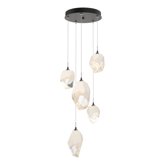 Chrysalis 5-Light Mixed Crystal Pendant - Dark Smoke - White Polished Crystal by Hubbardton Forge