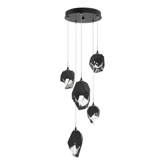 Chrysalis 5-Light Mixed Crystal Pendant - Ink - Black Polished Crystal by Hubbardton Forge