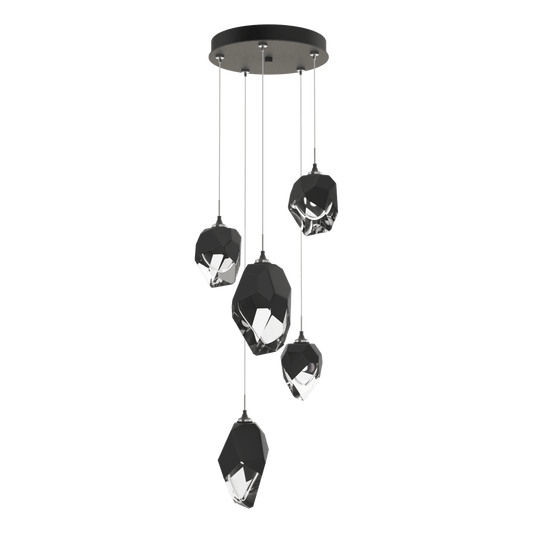 Chrysalis 5-Light Mixed Crystal Pendant - Natural Iron - Black Polished Crystal by Hubbardton Forge