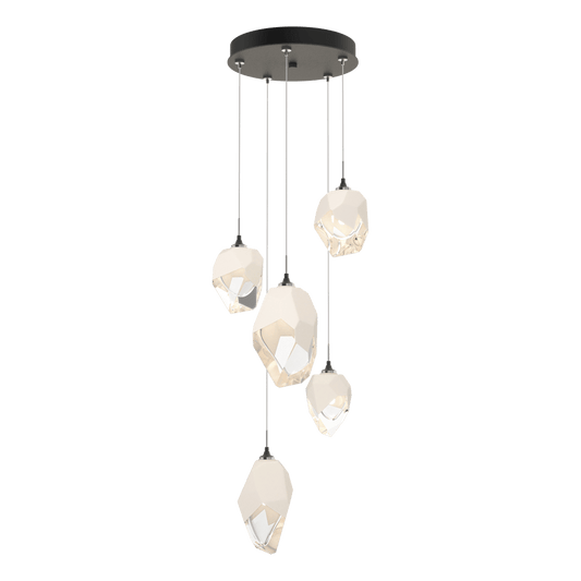 Chrysalis 5-Light Mixed Crystal Pendant - Natural Iron - White Polished Crystal by Hubbardton Forge